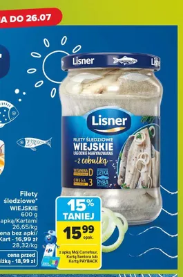 Filety śledziowe Wiejskie Lisner łagodnie marynowane z cebulką promocja w Carrefour