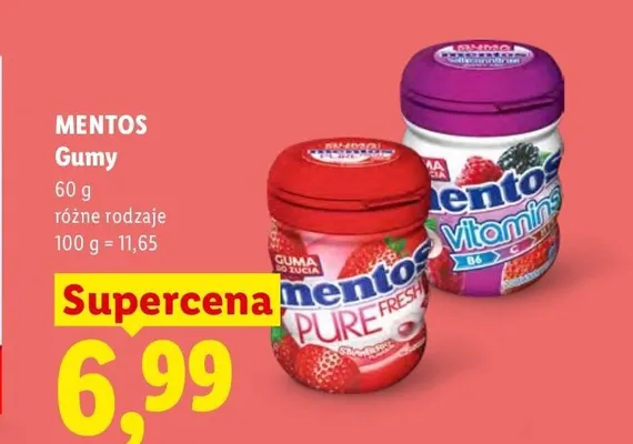Gumy do żucia Mentos Vitamins promocja w Lidl