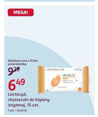 Chusteczki do higieny intymnej Lactacyd Femina promocja w Rossmann
