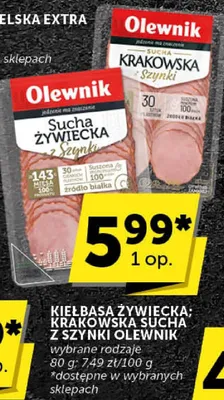 Kiełbasa żywiecka: krakowska sucha z szynki Olewnik promocja w Groszek