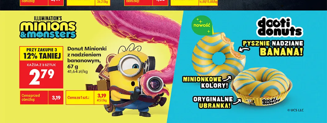 Donut Minionki z nadzieniem bananowym Dooti Donuts promocja w Biedronka