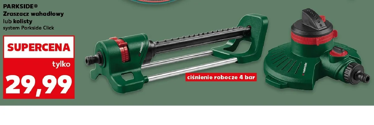 Zraszacz wahadłowy PARKSIDE system Parkside Click ciśnienie robocze 4 bar promocja w Kaufland