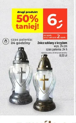 Znicz szklany z krzyżem promocja w Dealz