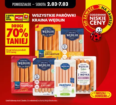 Parówki drobiowe smaczne promocja w Biedronka