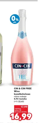 Wino bezalkoholowe CIN & CIN FREE promocja w Kaufland