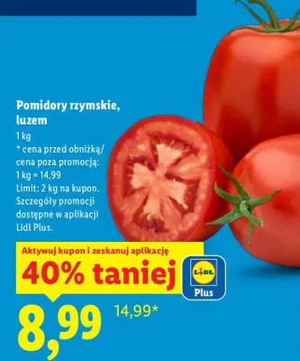 Pomidory rzymskie luzem promocja w Lidl