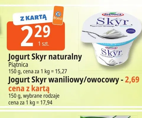 Jogurt Skyr naturalny Piątnica promocja w Leclerc