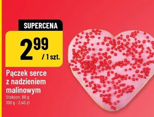 Pączek serce z nadzieniem malinowym promocja w POLOmarket