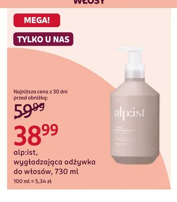Wygładzająca odżywka do włosów alp:ist promocja w Rossmann