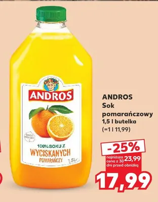 Sok pomarańczowy Andros promocja w Kaufland