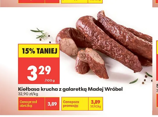 Kiełbasa krucha z galaretką Madej Wróbel promocja w Biedronka
