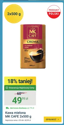 Kawa mielona MK Café Crema 2-pak promocja w ERLI