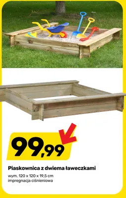 Piaskownica z dwiema ławeczkami promocja w Bricomarche