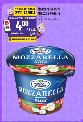 Mozzarella mini mleczna promocja w POLOmarket