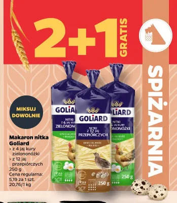 Makaron nitka z 12 jaj przepiórczych Goliard promocja w Netto