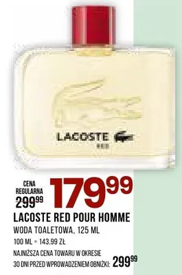 Woda toaletowa, lacoste red pour homme, 125ml promocja w Drogerie Natura