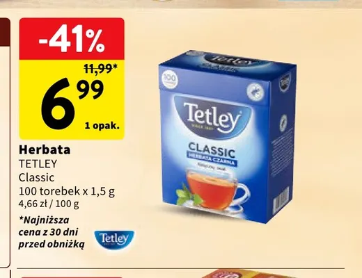 Herbata Classic Tetley promocja w Intermarche