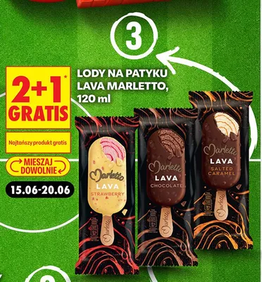 Lody na patyku Marletto Lava Chocolate promocja w Biedronka