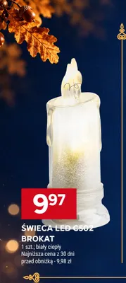 Świeca LED C502 brokat biały ciepły promocja w Stokrotka
