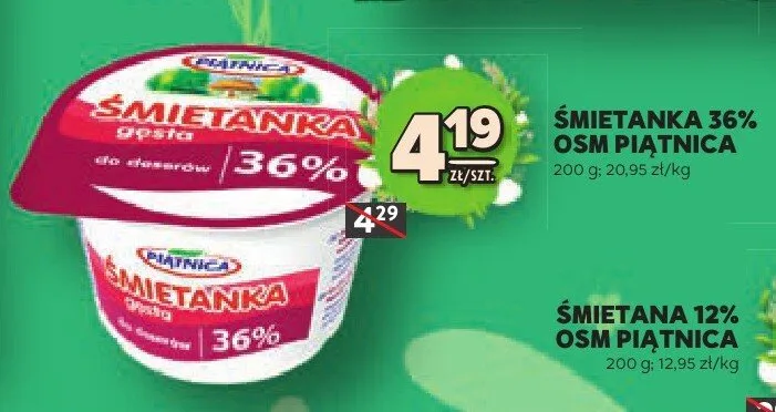 Śmietanka 36% osm promocja w Stokrotka