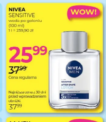 Woda po goleniu Nivea Sensitive promocja w Drogerie Jawa