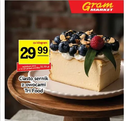 Ciasto sernik z owocami Tri Food promocja w Gram Market