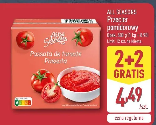 Przecier pomidorowy Passata promocja w Aldi