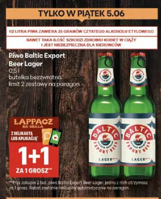 Piwo Baltic Export Beer Lager butelka bezzwrotna promocja w Delikatesy Centrum