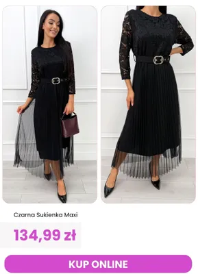 Sukienka damska czarna maxi ModnaKiecka.pl promocja w Modna Kiecka
