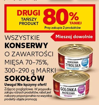 Konserwy o zawartości mięsa 70-75% Sokołów promocja w Kaufland