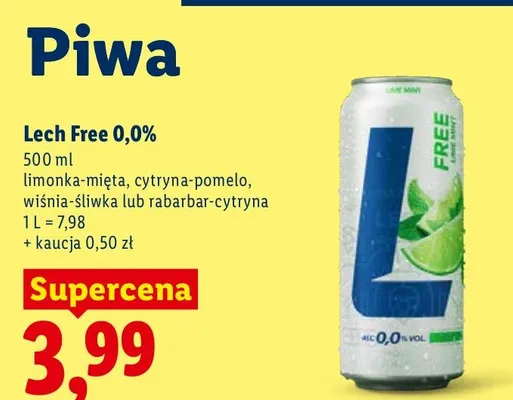 Piwo Free 0,0% limonka-mięta promocja w Lidl