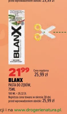 Pasta do zębów BlanX promocja w Drogerie Natura