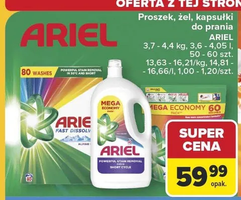 Kapsułki do prania Ariel 50-60 szt. promocja w Carrefour