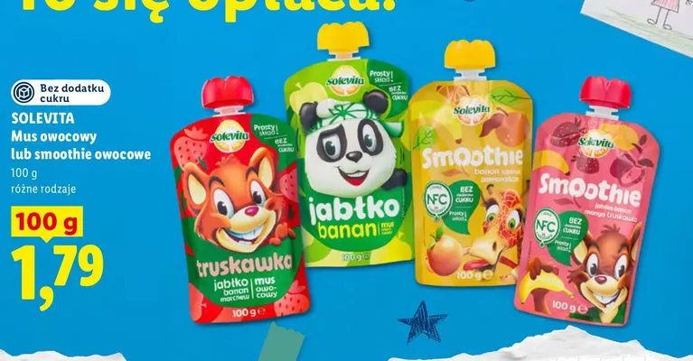 Mus owocowy Solevita jabłko banan promocja w Lidl
