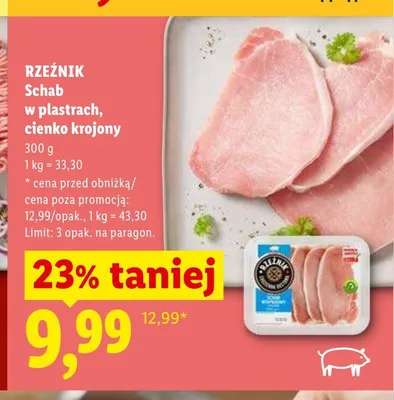 Schab w plastrach cienko krojony RZEŹNIK promocja w Lidl