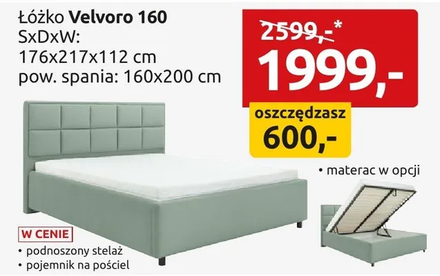 Łóżko Velvoro 160 promocja w Black Red White