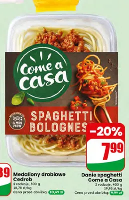 Danie spaghetti bolognese Come a Casa promocja w Dino