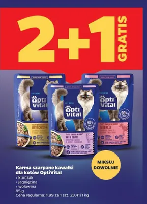 Karma szarpane kawałki dla kotów OptiVital wołowina promocja w Netto