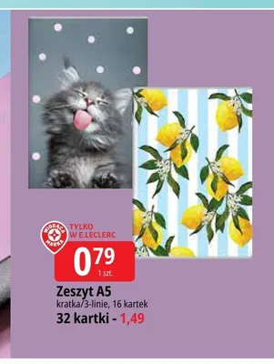 Zeszyt A5 Wiodąca Marka 16 kartek promocja w Leclerc