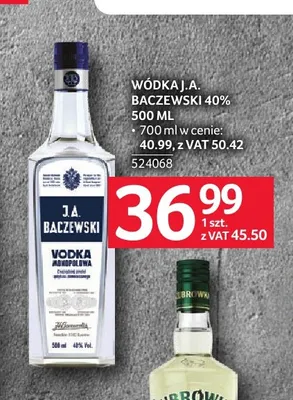 Wódka J.A. Baczewski 40% promocja w Selgros