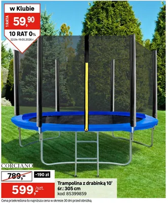 Trampolina z drabinką 10' śr.: 305cm promocja w Leroy Merlin