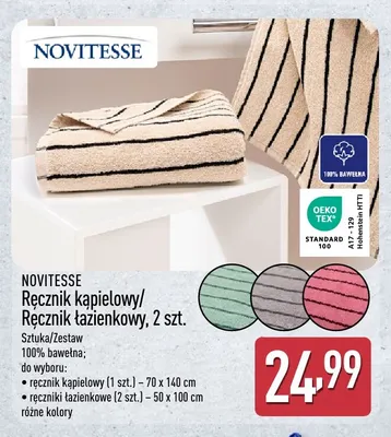 Ręcznik kąpielowy Novitesse 70x140 cm promocja w Aldi