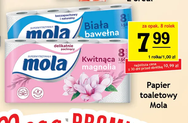 Papier toaletowy Mola Kwitnąca magnolia 8-pak promocja w Gram Market