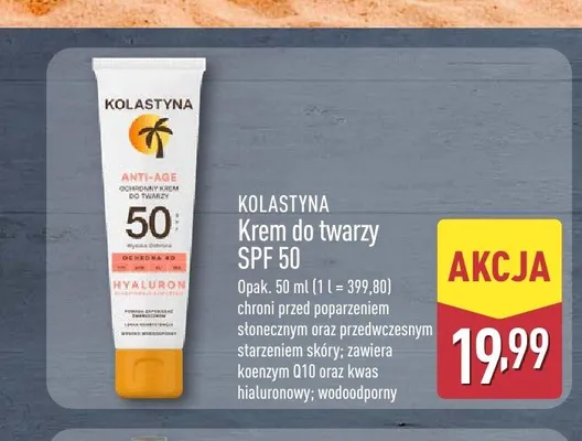 Krem do twarzy SPF 50 Kolastyna promocja w Aldi