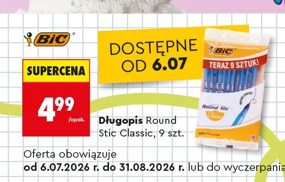 Długopisy BIC Round Stic Classic 9-pak promocja w Biedronka