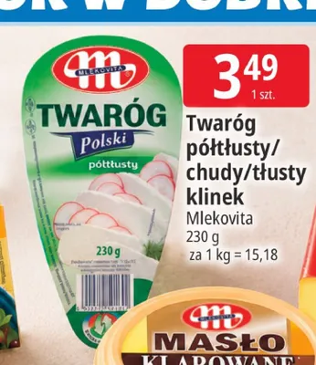 Twaróg półtłusty klinek Mlekovita promocja w Leclerc