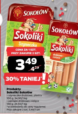 Parówki drobiowo-cielęce Sokoliki Sokołów promocja w Netto