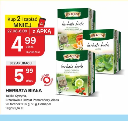 Herbata biała Big-Active Aloes promocja w Chorten