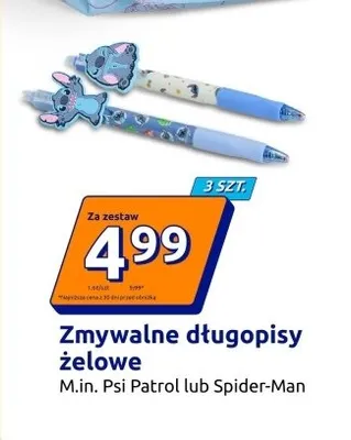 Zmywalne długopisy żelowe Psi Patrol 3-pak promocja w Action