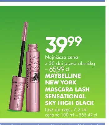 Tusz do rzęs Mascara Lash Sensational Sky High Black Maybelline New York promocja w Super-Pharm